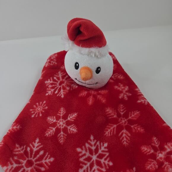 HB Snowman Lovey 13-1/2 Inch Security Blanket Christmas Snowflake Print Fleece - Picture 9 of 13